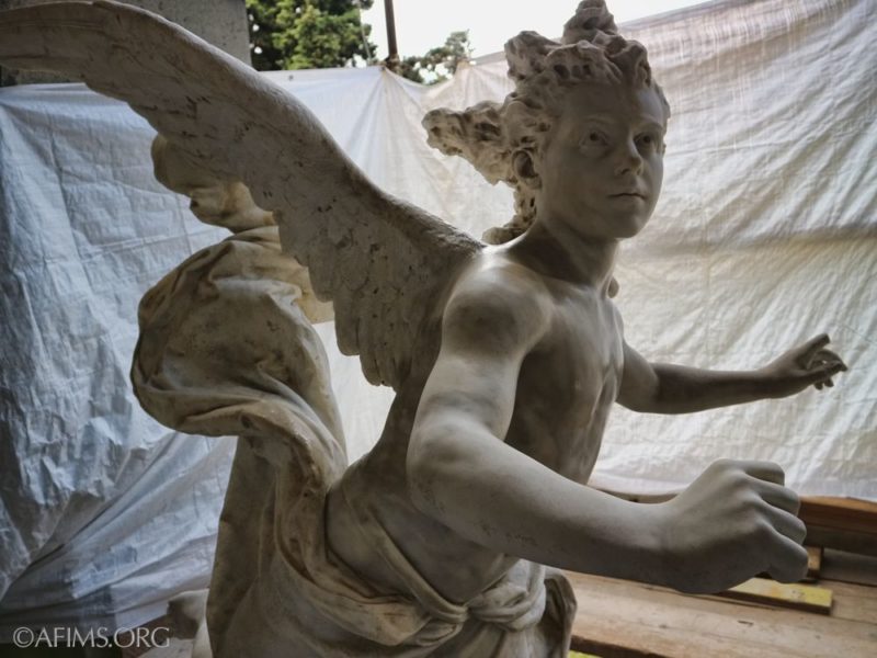 Casella angel during restoration